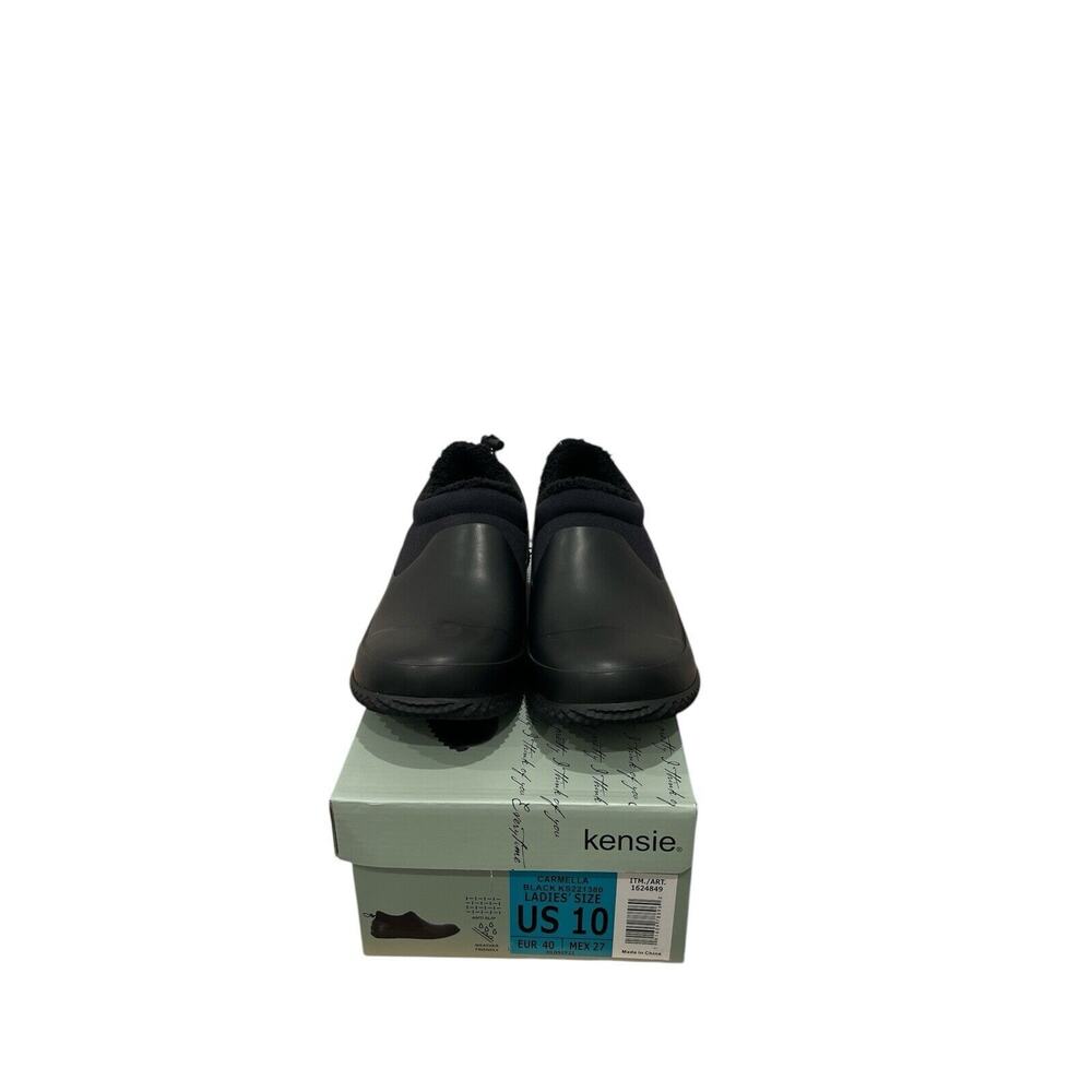 NEW Kensie Women's CARMELLA Fleece Lined Anti Slip Rain Boots Shoes Black Sz 10